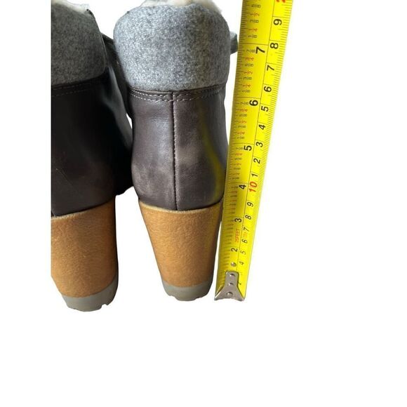 Cole Haan Platform Gray Suede Leather Ankle Wedge Boots size 8.5 - Picture 9 of 11